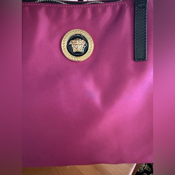 Versace nylon fuscia large tote & dust bag! NWOT! - Picture 3 of 12